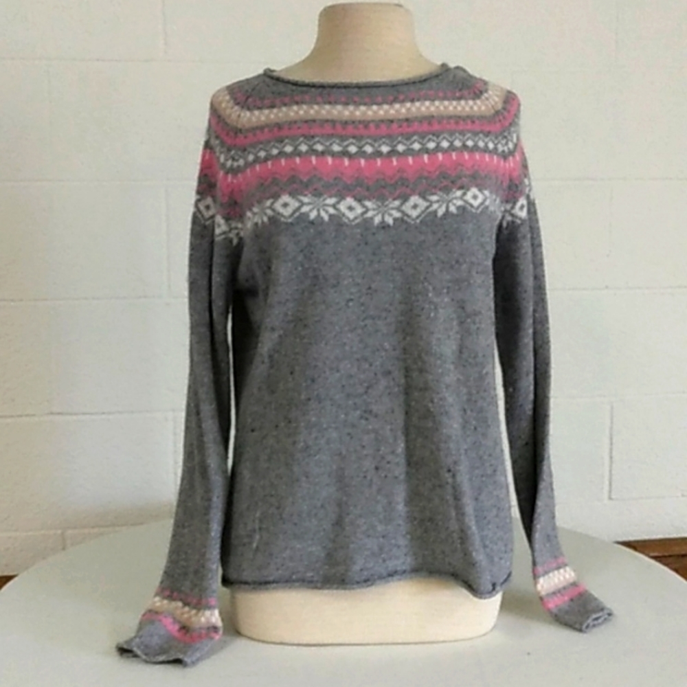 Ladies Guide Series, gray and pink Sweater, Sz XL